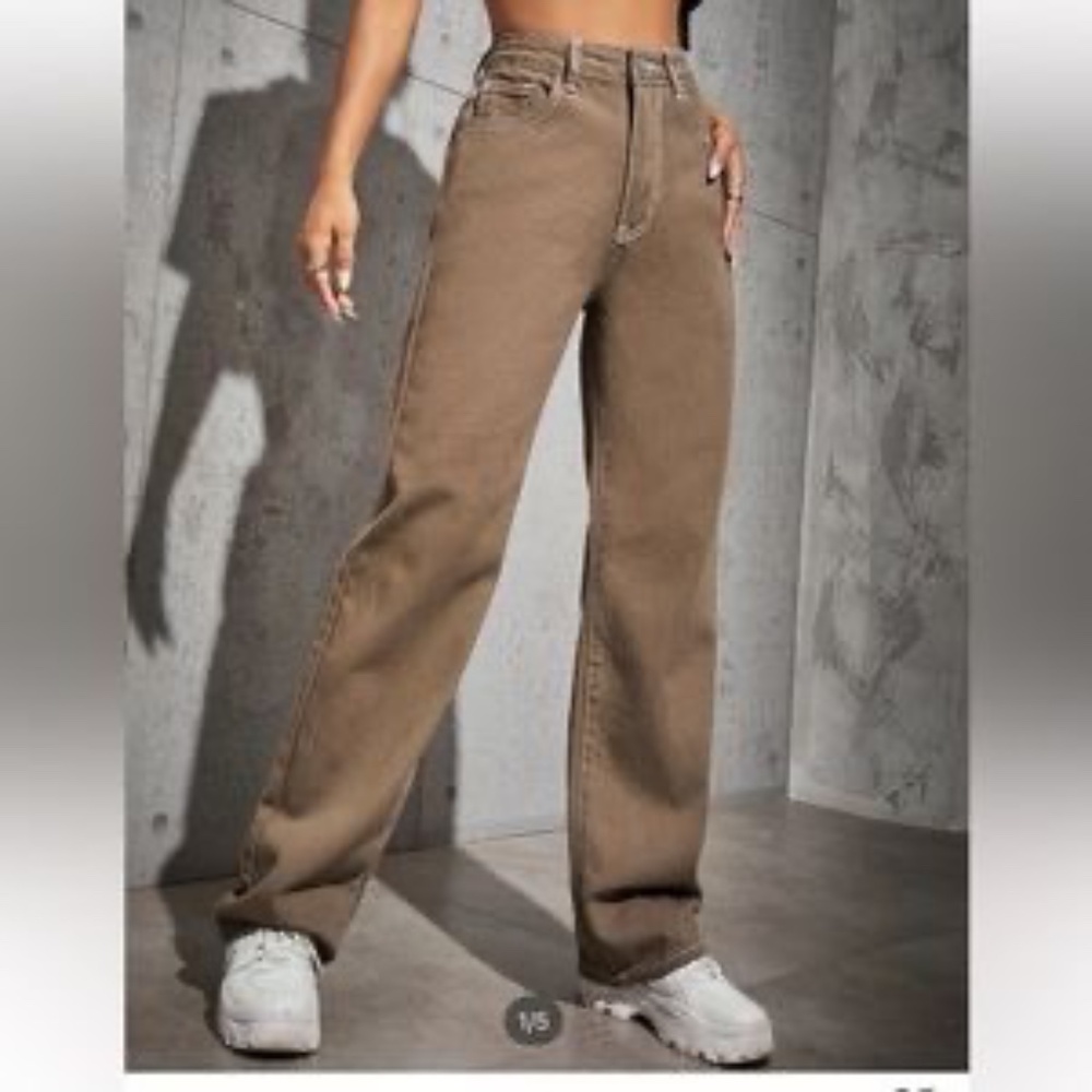 SHEIN Brown Wide Leg Jeans